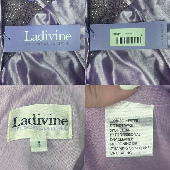 NWT Ladivine By Cinderella Divine Lavender Prom Long Gown Size 4 Satin Beaded - Picture 14 of 14